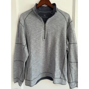 Tommy Bahama Flipshore Half Zip Reversible Sweatshirt Mens Size L Heather Gray